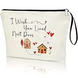 Virfuntaki Friendship Gift Sentimental Long Distance Bestie Gift for Female Women Sister Travel Zipper Bag Birthday Gifts for Best Friends Going Away New Home I WISH YOU LIVED NEXT DOOR