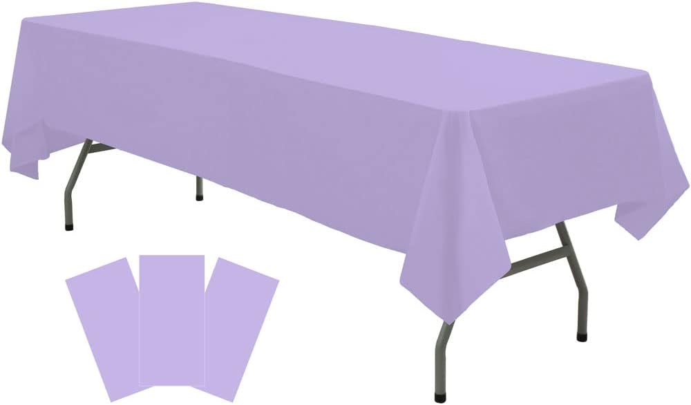 Plastic Lavender Tablecloths 3 Pack Mauve Disposable Table Covers 54" x 108" Lilac PEVA Table Cloths for Parties Bridal Shower Engagement Wedding Birthday Banquet, Fits 6 to 8 Foot Rectangle Tables