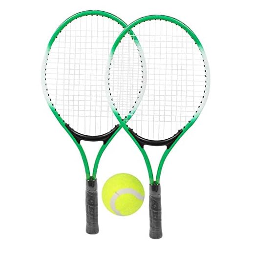 Raqueta de Tenis Aleación de Hierro Niños Principiantes Práctica Accesorio de Raqueta con Pelota y Bolsa de Transporte(Verde)