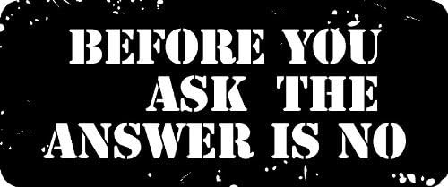 3 - Before You Asked The Answer Is No 1 1/4" x 3" Hard Hat Biker Helmet Stickers Bs060