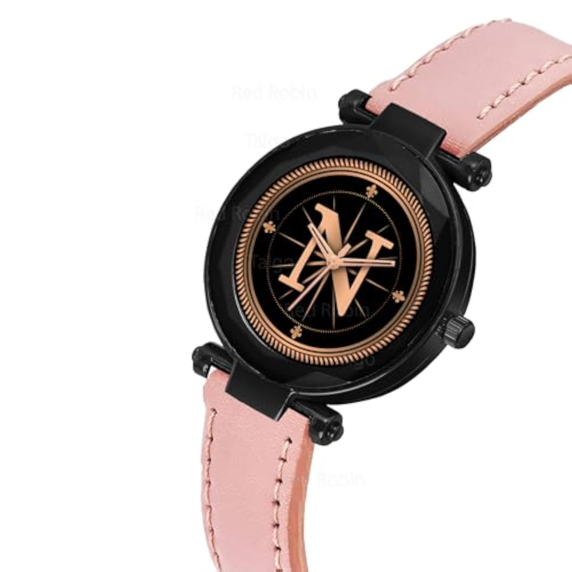 Analog Round Black Dial Stylish Strap Watch