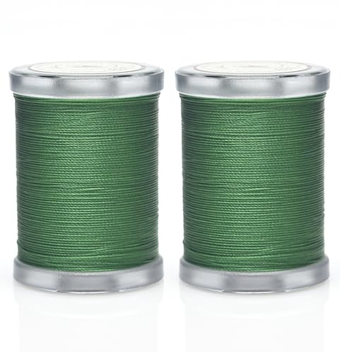 Image of Selric 300Yards Extra Strong Bonded Nylon Thread for Leather Sewing, Grass Green Heavy Duty Upholstery Thread for Heavy Fabric (2 Spools)-Grass Green