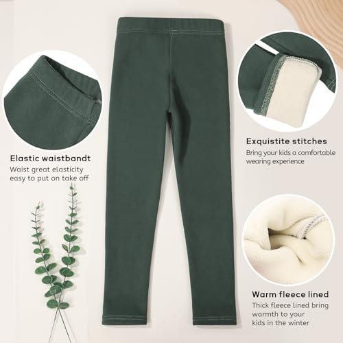 6 Pack Girls Winter Fleece Lined Leggings Cotton Pants Toddler Kids Thick Warm Pants Thermal Soft Leggings for Girls4