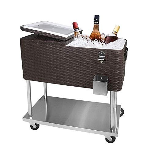 Nattork 80 Quart Rolling Cooler Cart for Outdoor Patio Deck Party, Portable Party