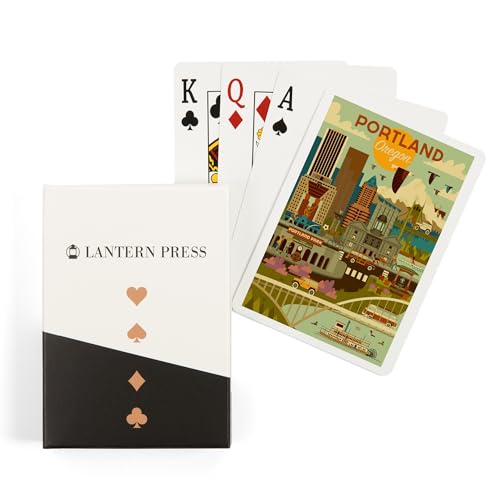 Lantern Press Portland Oregon Geométrico Baraja Poker