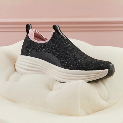 Image of YOHO Women Walking Shoes Rushhour Dynamic | Cushioned, Comfortable, Lightweight & Breathable Knitted Slip-Ons | Every Day Casual Wear Without Lace, Stylish Footwear for Ladies /Girls -900