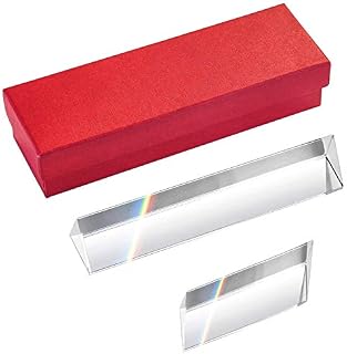 Simuer 2 Pack Crystal Optical Glass Triangular Prism Refractor for Teaching Light Spectrum Physics and Photo Photography Prism,2", 3"