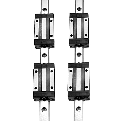 Image of [2 Pack] HGR20 /HGH20 450mm / 17.71 inch Linear Sliding Rail Guide with 4 HGH20CA Linear Bearing Sliding Carriage Block for 3D Printer, CNC Machine and Routers (450mm, HGR20 /HGH20)