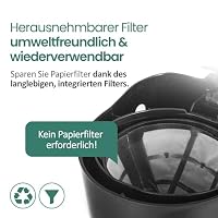 EMERIO Filter Kaffeemaschine klein | 0.6L Glaskanne für bis zu 5 Tassen frischen Kaffee | herausnehmbarer Permanent-Filter | Anti-Tropf-Funktion | 40 Min. Auto-Off | 600 Watt | CME-116801 – Ansicht 4