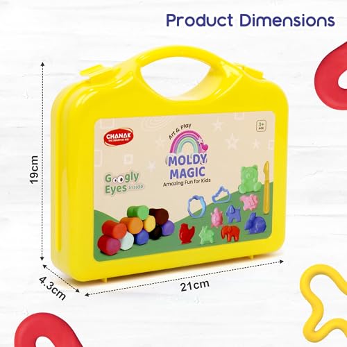 Image of Aditi toys Moldy Magic Creative Art & Craft Playdough with Foldable Suitcase, Air Dry Clay for Toddlers & Kids Age 3+, Includes 10 Colorful Dough 25gm Each & 13 Sculpting Tools