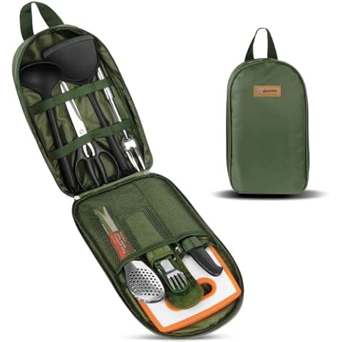 E EASTSTORM Camping Küchenhelfer Set mit Wasserdichter Tasche für Camping Kochgeschirr,Camping Geschirr,Klein und Tragbar,Geeignet für Outdoor,Wandern, Bergsteigen,Camping Set für Rucksäcke Cover
