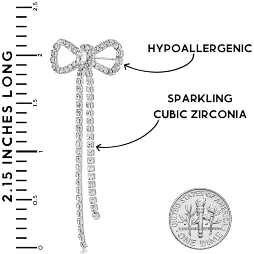 Simulated Diamond Bow Stud Earrings for Women - Small Sparkly Cubic Zirconia Studs, Hypoallergenic and Safe for Sensitive Ears4