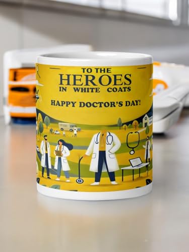 Image of Better Gift Flowers Doctor's Day Yellow Mug, Round Shaped Multicolor Themed Coffee Mugs, Mug for Gifting, Gifting Items for Family, Friends & Closed Ones