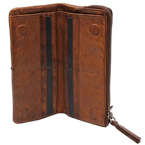 Latico Women’s Andi Leather Wallet Handcrafted Zippered Lady Clutch - Phones, Bills, IDs, Card Holder & Organizer; Classic Purse Features Dual Magnetic Snaps, Rear Zippered Pocket - Cognac3