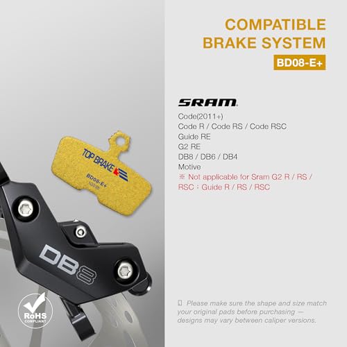 Image of TOP BRAKE Disc Bike Brake Pads Compatible with SRAM Code R RE RSC, DB8, Motive, AVID | MTB eMTB Downhill Trail All Mountain Enduro Cycling | 2026 iF Design Award