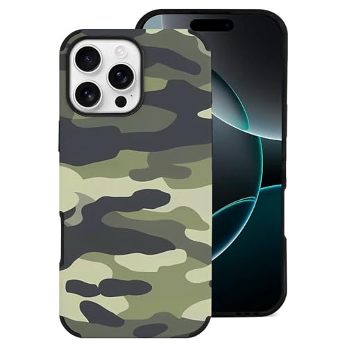 Camouflage Print Phone Case Fiber Skin Cell Phone Cover Mobile Case Protective Compatible with iPhone 16/iPhone 16 Plus/iPhone 16 Pro/iPhone 16 Pro Max