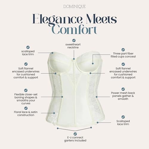 Dominique Women’s Lace Longline Corset Bustier Bra #8949 – Strapless Bra Seamless Full Figure Support - Lingerie for women2