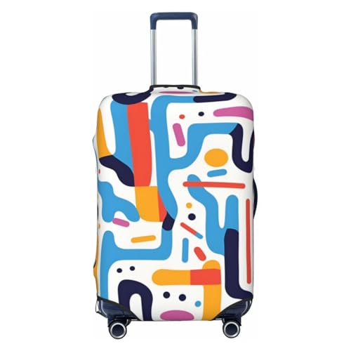 Colorful Wave Line Travel Luggage Cover Fits 18/24/28/32 Inch Luggage, Stretchy Suitcase Cover Protector with Concealed Zipper for Wheeled Suitcase Tsa Approved