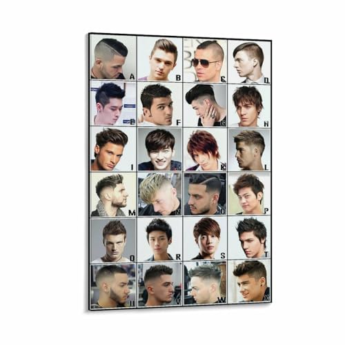 Modern Asian & Western Hairstyle Poster 24 Trendy Men's Haircut Guide Canvas for Living Room Bedroom...