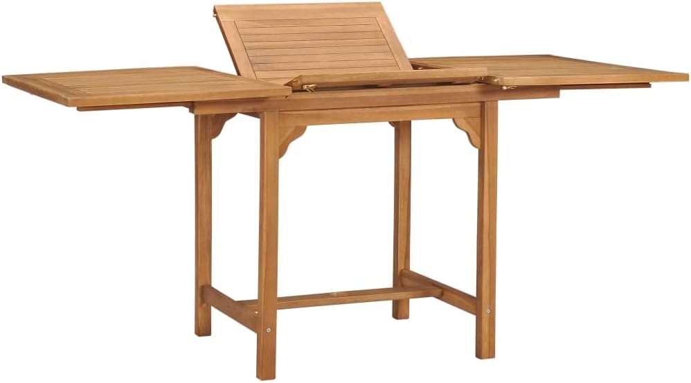 Extending Patio Table (43.3"-63") x31.5"x29.5" Solid Teak Wood,Outdoor Tables-53.68lbs