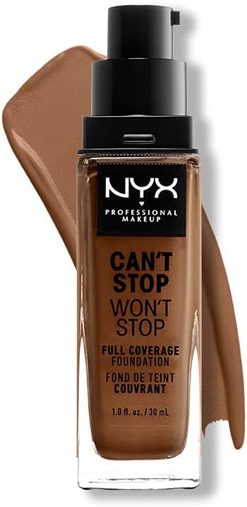 NYX Professional Makeup Can’t Stop Won’t Stop Full Coverage Foundation, langhoudend, waterbestendig, veganistische formule, matte teint, kleur: cappuccino