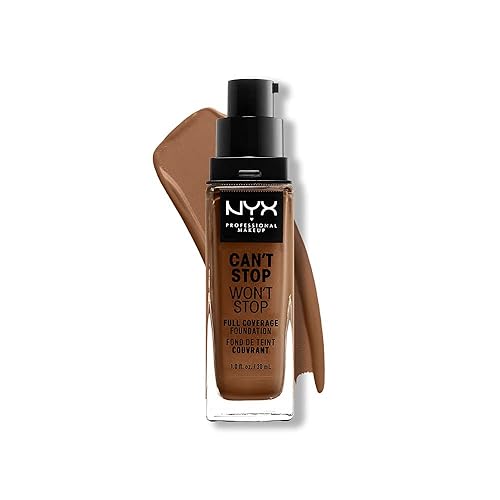 NYX Professional Makeup Can't Stop Won't Stop Base de cobertura completa de 24 horas, acabado mate, capuchino