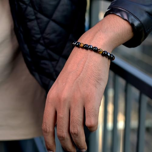 Image of Astrotalk Triple Protection Bracelet | Shields Against Negativity & Enhances Strength | Black Obsidian, Hematite, Tiger Eye | Bracelet for Man & Woman | Gift for Man & Woman