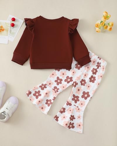 Kucnuzki Baby Girl Clothes Toddler Girl Outfits Fall Winter Long Sleeve T Shirts Top Bell Bottom Pants Kids Clothing Set4