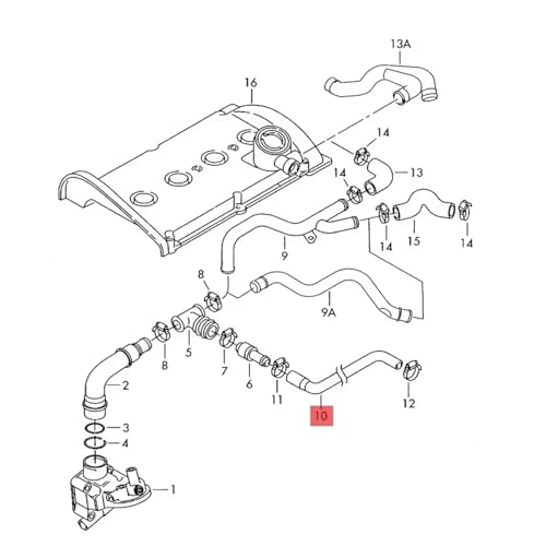Manguera de ventilación del cárter y conducto de escape para motores del grupo VW 6