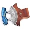 Damascus ulu knife with leather sheath, 6 Best pizza cutter with wooden handle for stable grip, Alaska Ulu knife perfect for slicing, mincing, and chopping (6064)