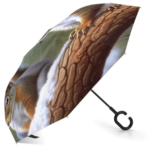Parapluie inversé coupe-vent automatique motifs petits animaux de voyage portable