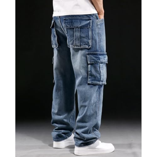 Baggy Cargo Pants Men Casual Loose Fit Hip Hop Jeans with Multi Pockets2