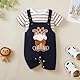 UUAISSO Baby Kleidung für Jungen Langärmelig Gestreiftes Oberteil Dinosaurier Aufdruck Overall Verstellbare Hosenträger Braune Giraffe 6-12 Monate