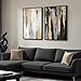 Large Framed Black and White Abstract Wall Art for Living Room, Set of 2 Piece Minimalist Canvas Prints Paintings Artwork for Walls, Modern Black Gold Pictures for Hallway Office Wall Decor Big Size 24x36 In