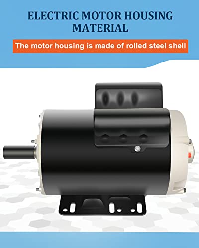 5 Hp Air Compressor Motor Single Phase Electric Motor, 7/8" Shaft Diameter, Ccw 60Hz, 3450Rpm, 208V-230V #TOP6