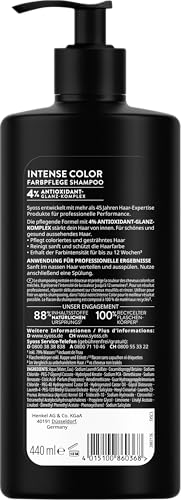 Syoss Shampoo Color (440 ml), Haarshampoo für colorierte, gesträhnte und gefärbte Haare, schützt bis zu 12 Wochen vor dem Verblassen, vegane Formel mit Tsubaki-Blüte