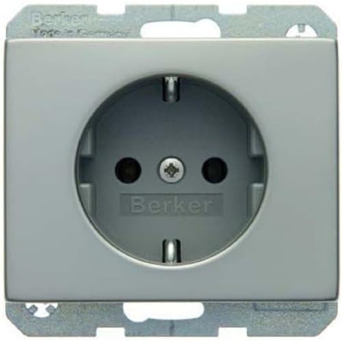 Berker prise Schuko 47157004 avec borne de terre et finition acier eds