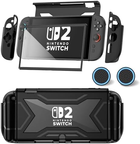 for Nintendo Switch 2 Case 2025 [Built-in Screen & Lag-Free Touch] [Magnetic Joy Con Controllers Friendly],360°Shockproof Design Cover Accessories for Nintendo Switch 2 & 2 X Thumb Grip [no_operating_system]
