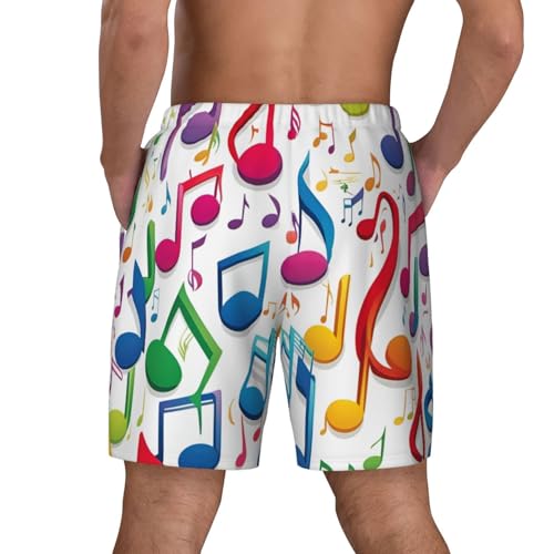 Men's Colorful Music Note Print Quick-Dry Mesh Swim Trunks Stretch Lining Beach Shorts Surfing Summer Vacations3