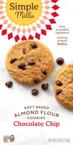 Simple Mills Almond Flour Soft Baked Cookies, Chocolate Chip - Gluten Free, Healthy Snacks, Made with Organic Coconut Oil, Plant Based, 6.2 Ounce (Pack of 1)