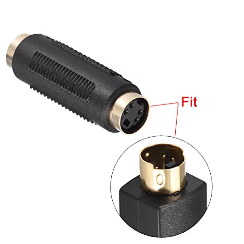 Uxcell S-Video 4 Terminal Female To Female Connector Mini Din 4 Pin Composite Stereo Video Extension Cable Adapter Coupler For Dvd Hdtv, Black 2Pcs #TOP2