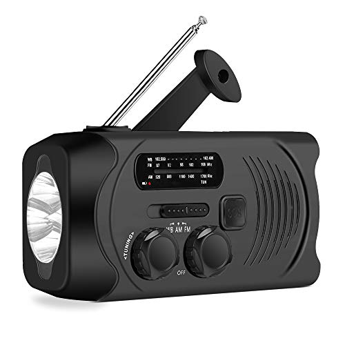 Portable Emergency Radio, Hand Crank Radio with AM/FM,Loud Build-in Speaker,Earphone Jack,Powered by USB Cord for Gift,Home
