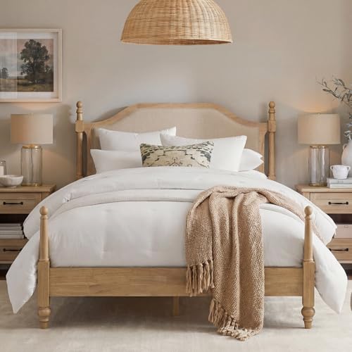 WAMPAT Queen Size Platform Bed Frame with Upholstered Headboard for