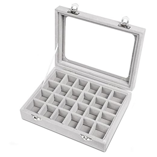 Meshela 24 Fächer Damen Schmuckkasten Schmuck Box Schmuckkoffer Schmuckständer Aufbewahrungsbox für Ringe Ohrringe Halskette