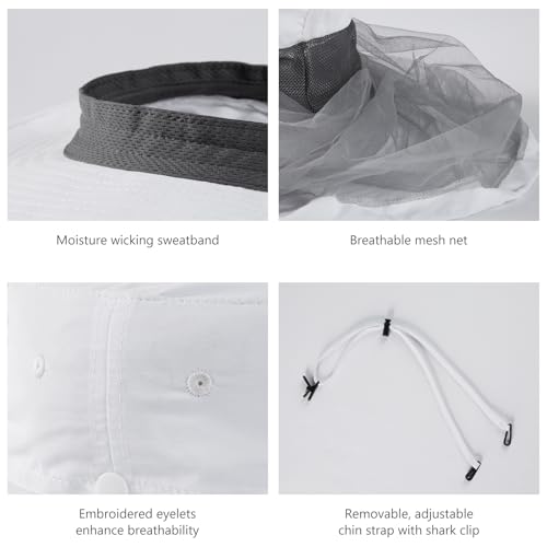 Image of BASSDASH UPF 50+ Mosquito Sun Hat with Hidden Head Net and Neck Flap for Men Women Outdoor Fishing Hiking Camping