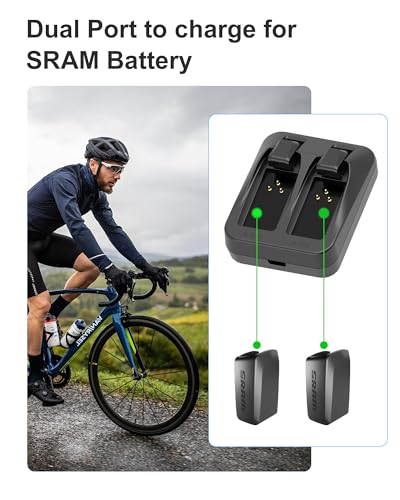 Dual-Port for SRAM AXS Battery Charger Compatible with Sram AXS/eTap Red Force Rival GX Eagle Battery, Replacment for SRAM Battery Charger for Dual Batteries with USB-C Cable