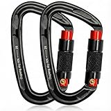 Auto Locking Carabiner Clips - 28KN (6172lbs) Heavy Duty Caribeaners ，2PCS Large Carabiner Clip for Keychains，Hammock，Camping, Gym, Hiking, Outdoor ，Dog Leash