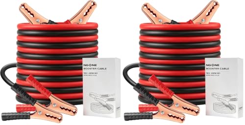 NOONE Jumper Cables for Car Battery, Heavy Duty Automotive Booster Cables for Jump Starting Dead or Weak Batteries (10-Feet) (Pack of 2)