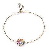 Ruby Sapphire Tsavorite Cuff Bracelet Bangle 14k Yellow Gold Natural Genuine Gemstone Birthstone Rai