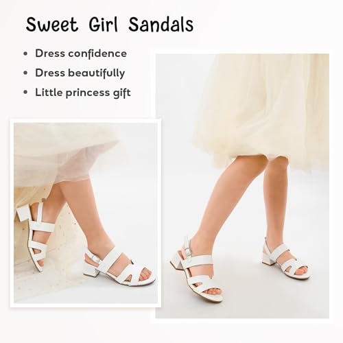 Image of Girls Sandals Low Heels Girl Dress Shoes Open Toe Flower Girl Wedding Party for Toddler Little Big Kid